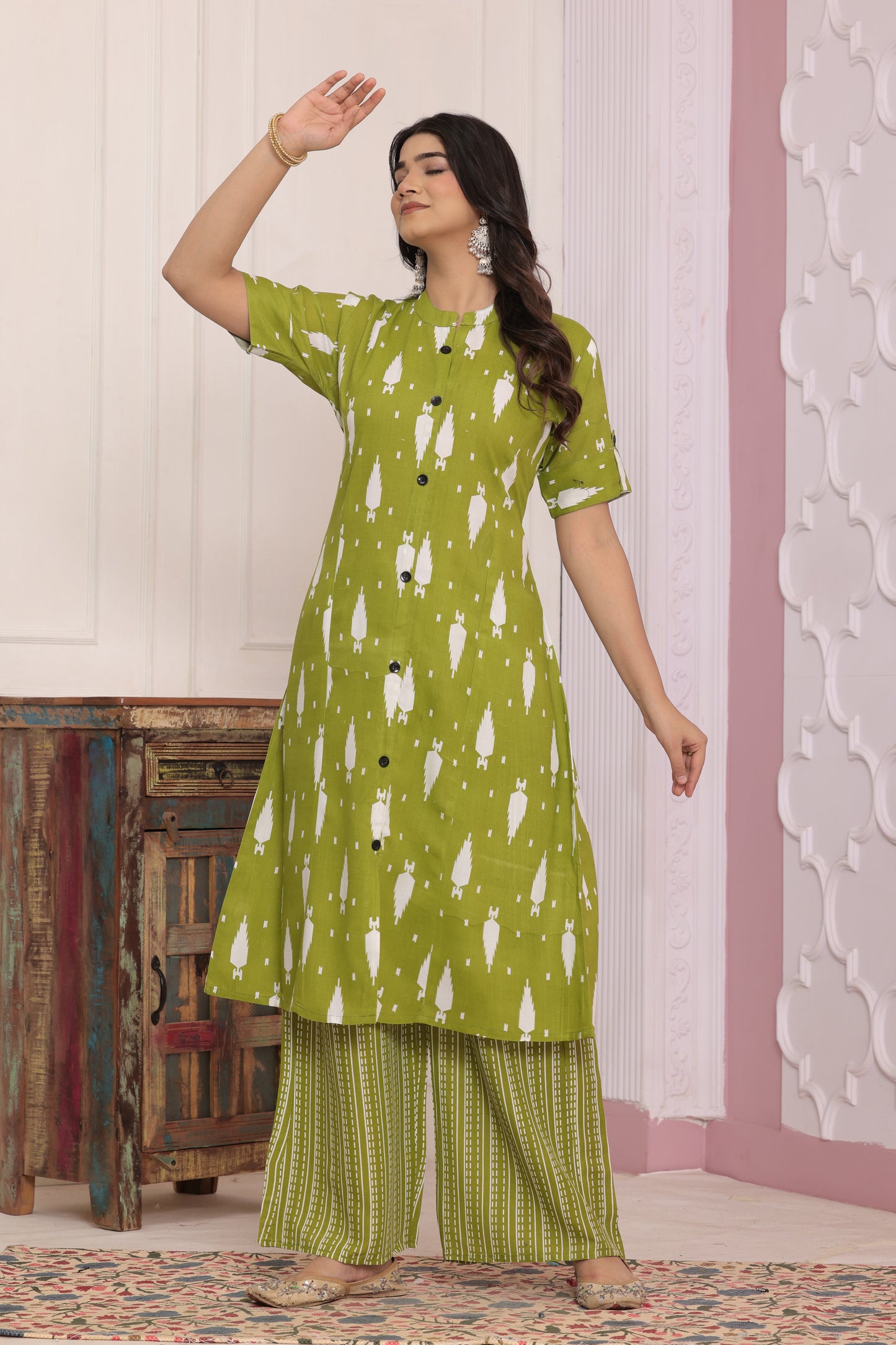 Elegant Rayon Printed Kurti Set
