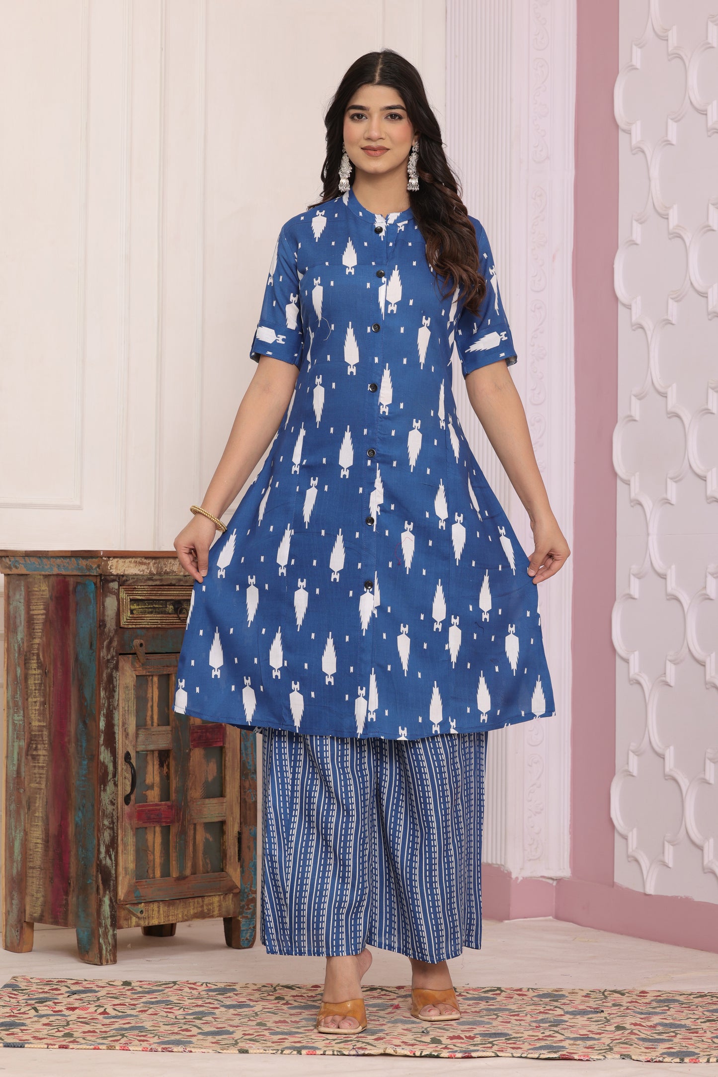 Elegant Rayon Printed Kurti Set