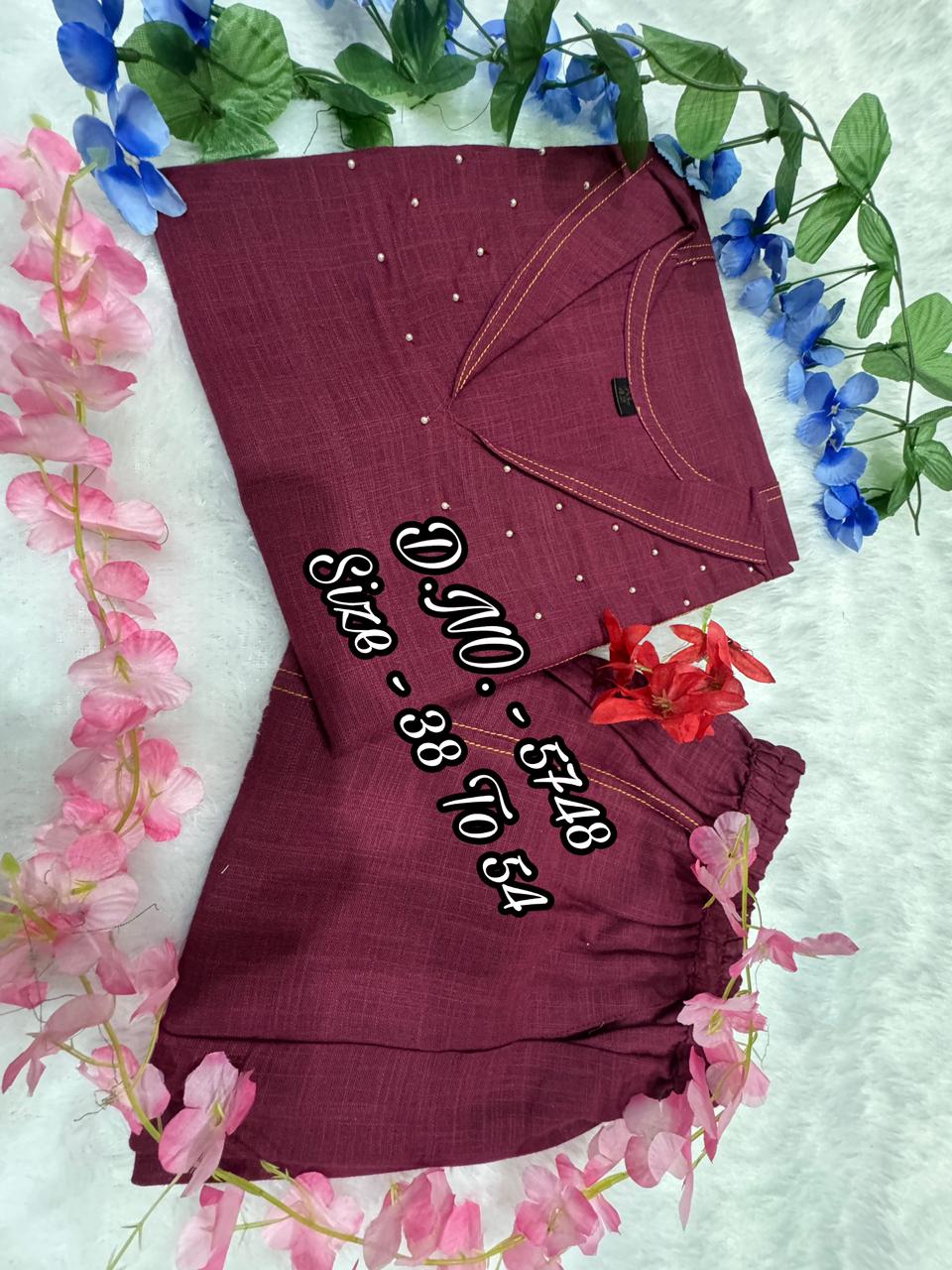 Stylish Heavy Cotton Slub/Cotton Flex (Khadi) Yarn Dyed Embroidered Cord Set