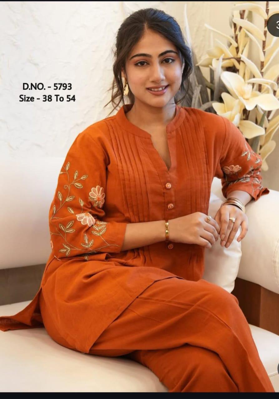 Heavy Cotton Slub/Flex (Khadi) Embroidered Short Shirt & Pant Co-ord Set