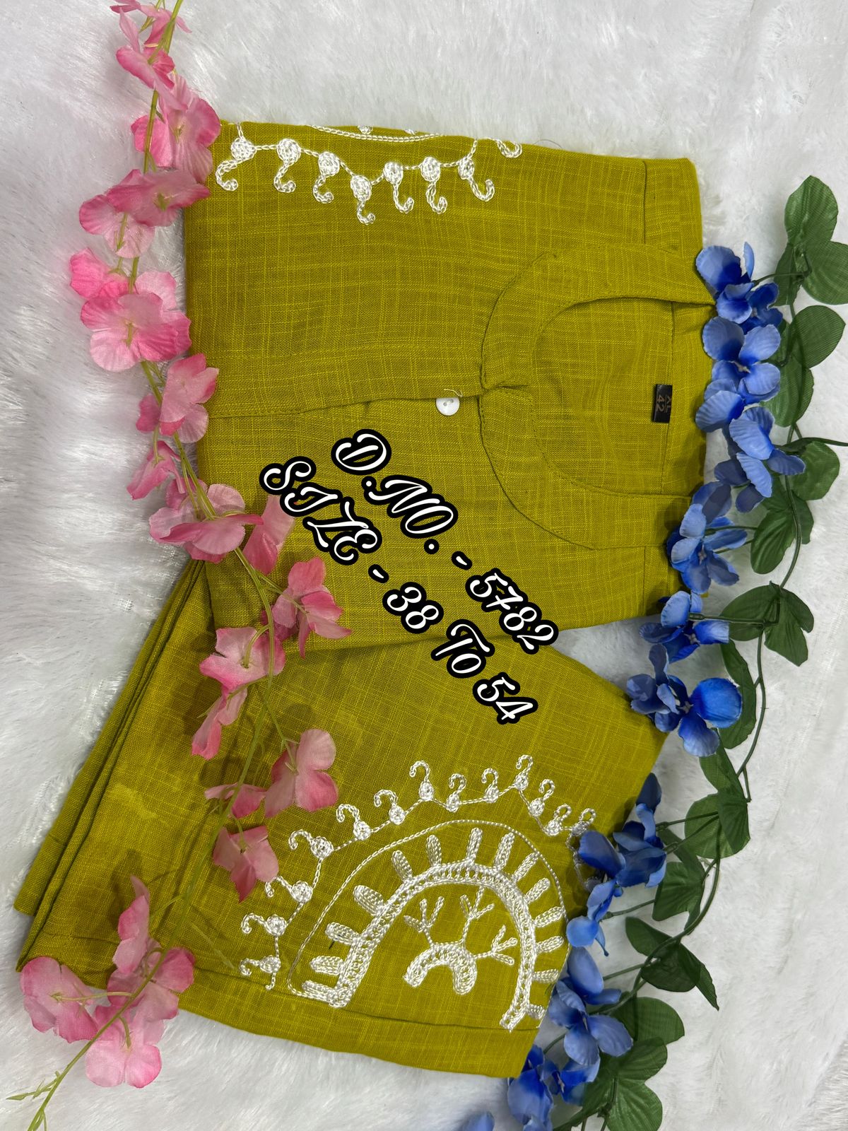 Premium Cotton Slub/Flex (Khadi) Short Shirt Co-ord Set with Hand Aari Embroidery