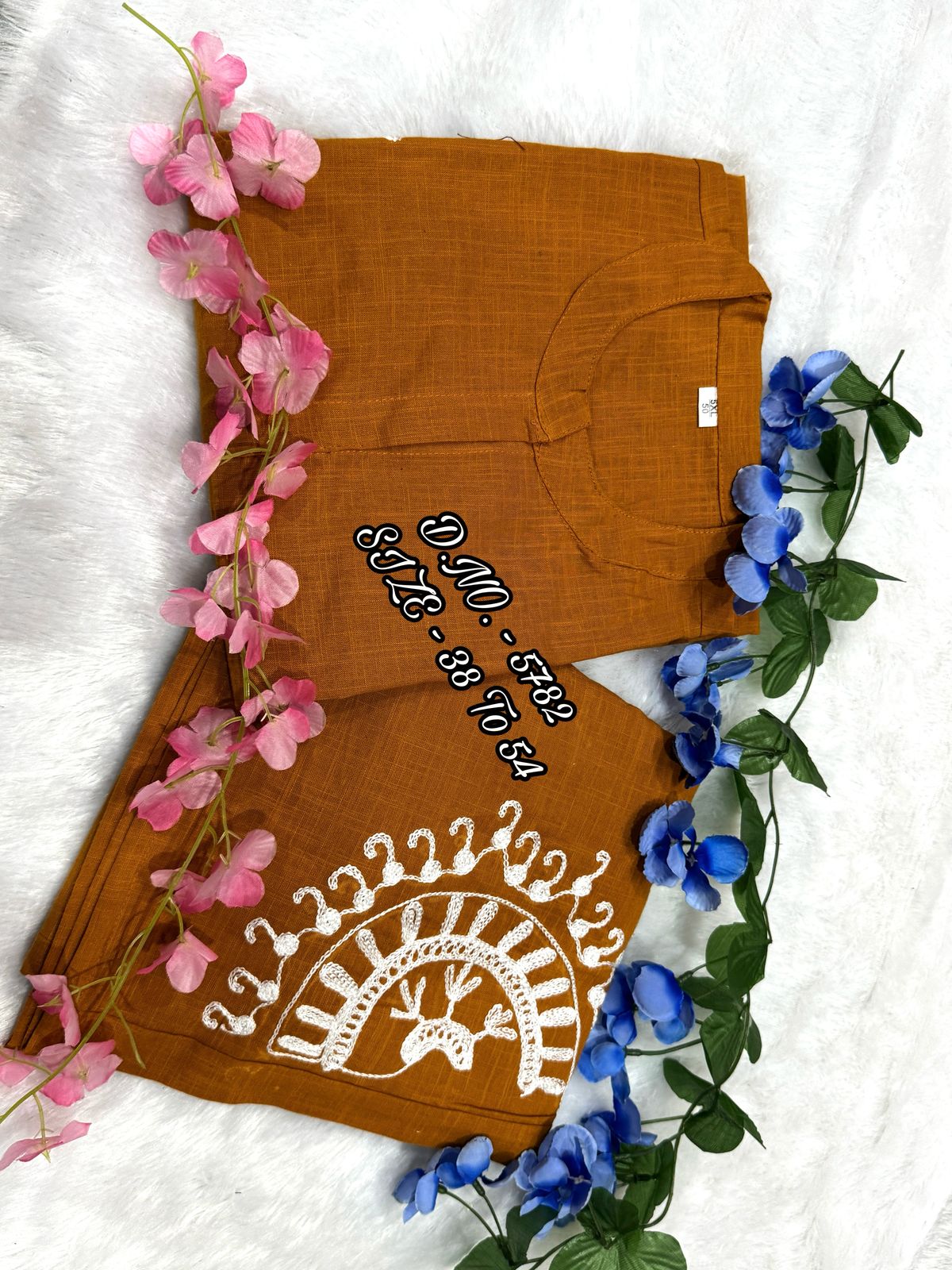 Premium Cotton Slub/Flex (Khadi) Short Shirt Co-ord Set with Hand Aari Embroidery