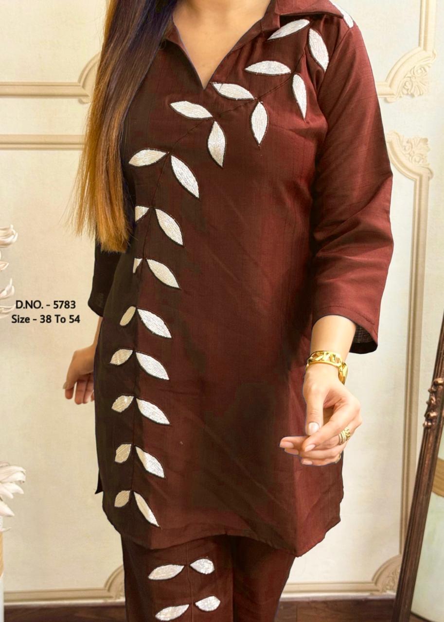Heavy Rayon 14 Kg Embroidered Co-ord Set with Short Shirt & Pant