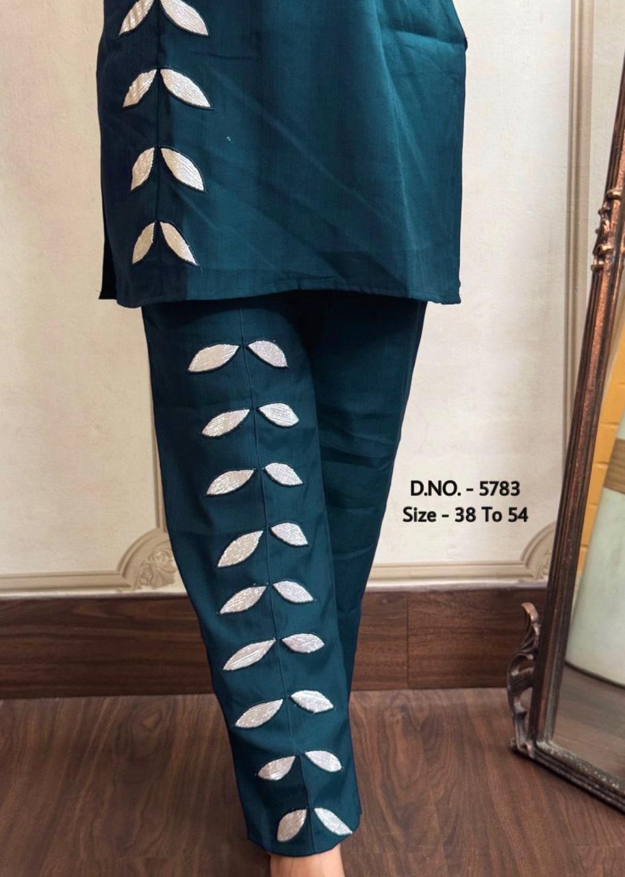 Heavy Rayon 14 Kg Embroidered Co-ord Set with Short Shirt & Pant