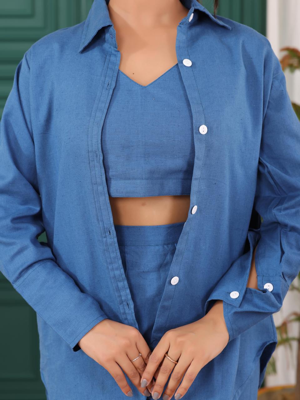 Women Solid Top with Trousers Co-ords Set