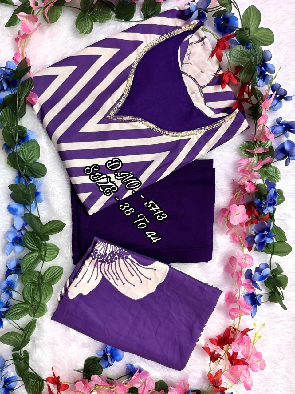 Elegant Muslin Silk Kurta Set with Hand Adda Work