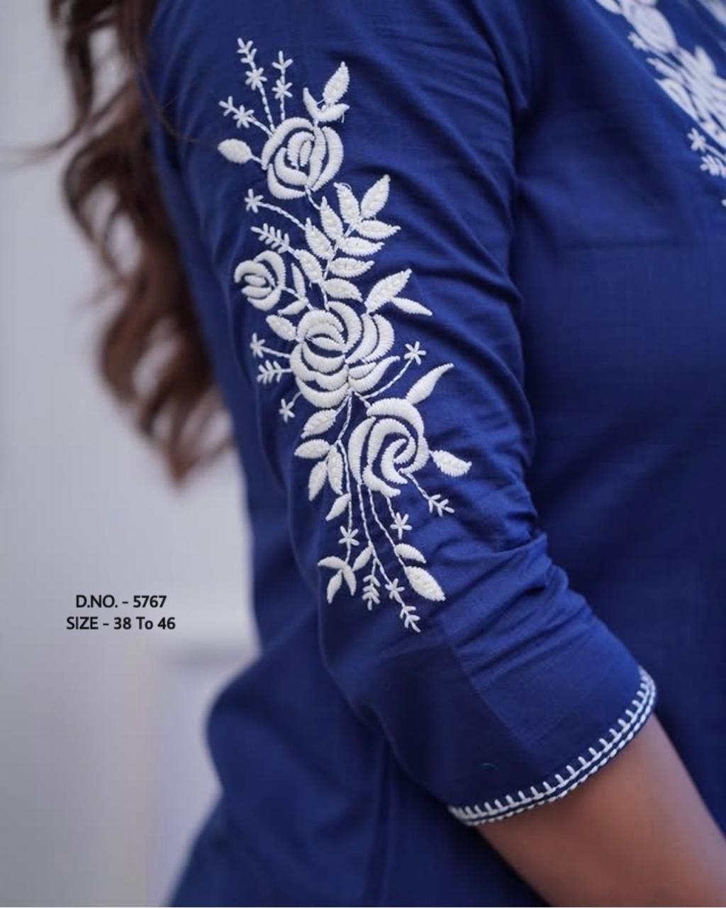 Elegant Pure Cotton Cambric Embroidered Cord Set