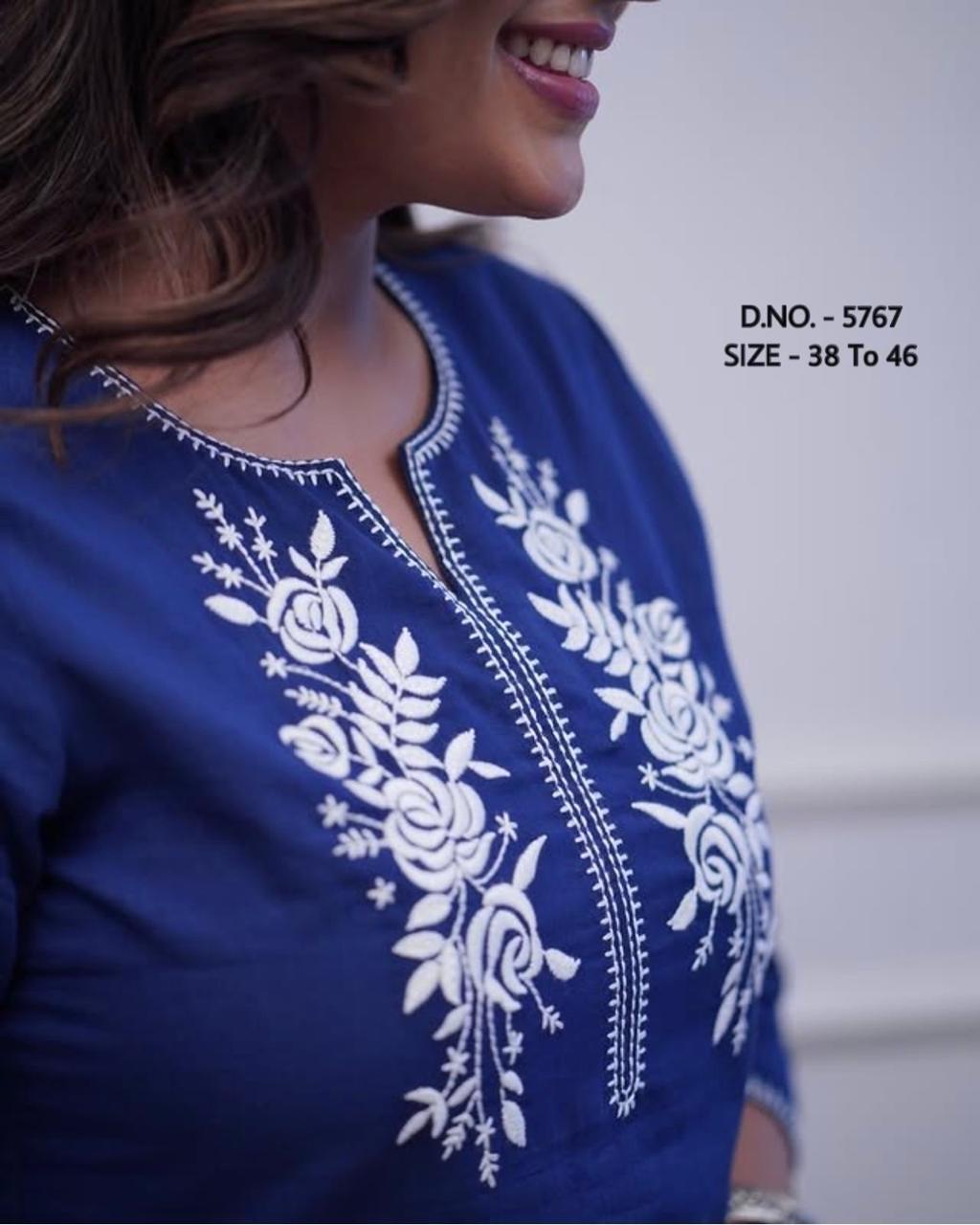 Elegant Pure Cotton Cambric Embroidered Cord Set