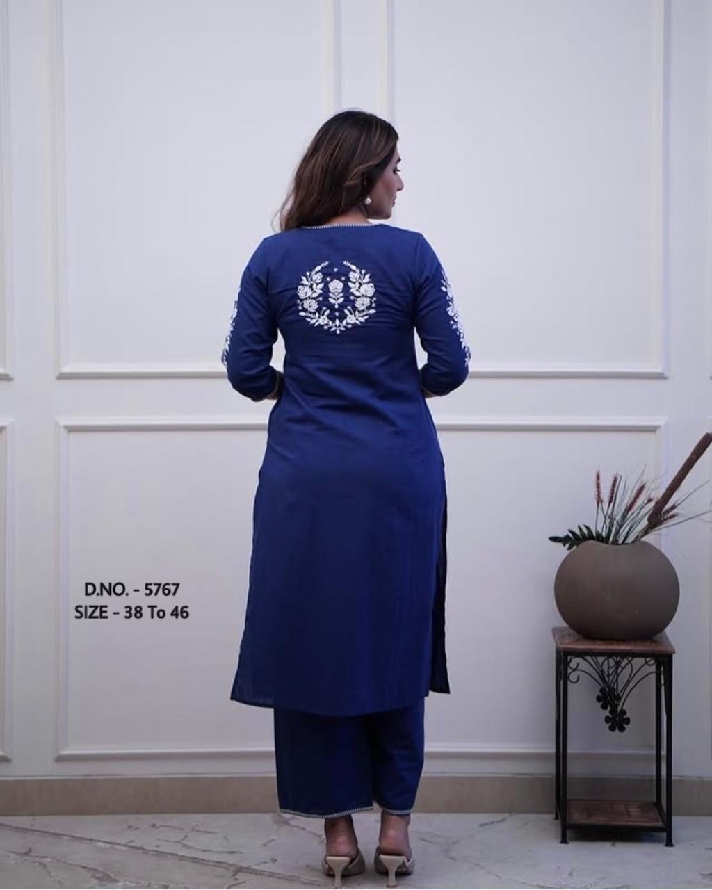 Elegant Pure Cotton Cambric Embroidered Cord Set