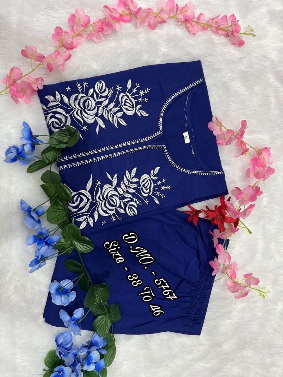 Elegant Pure Cotton Cambric Embroidered Cord Set