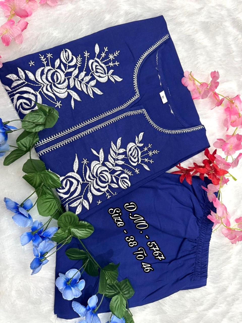 Elegant Pure Cotton Cambric Embroidered Cord Set