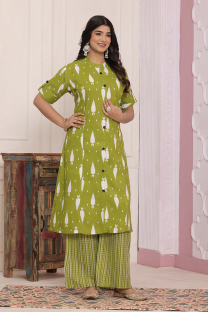 Elegant Rayon Printed Kurti Set