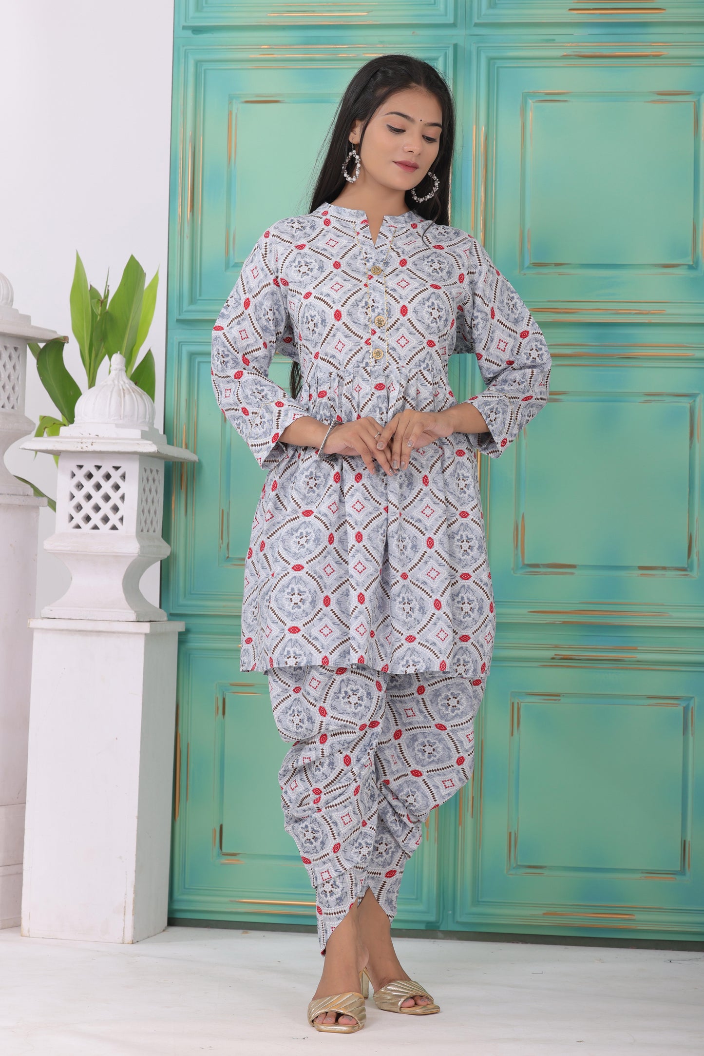 Elegant Heavy Rayon Kurti with Tulip Dhoti