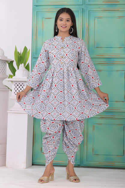 Elegant Heavy Rayon Kurti with Tulip Dhoti