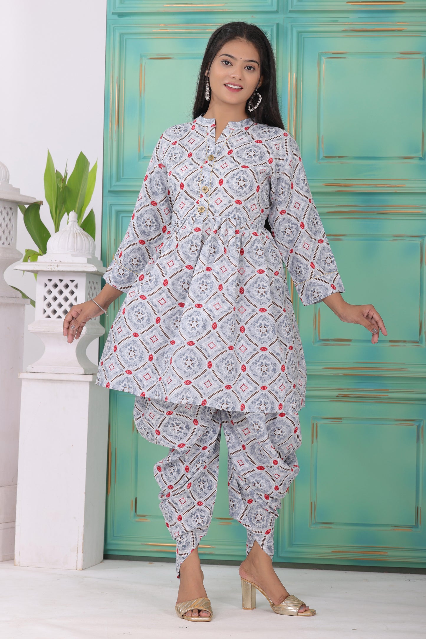 Elegant Heavy Rayon Kurti with Tulip Dhoti