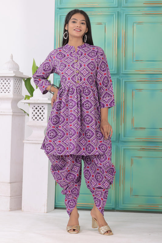 Elegant Heavy Rayon Kurti with Tulip Dhoti