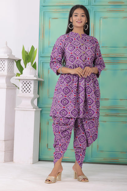 Elegant Heavy Rayon Kurti with Tulip Dhoti