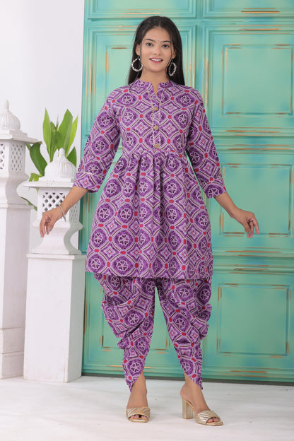 Elegant Heavy Rayon Kurti with Tulip Dhoti