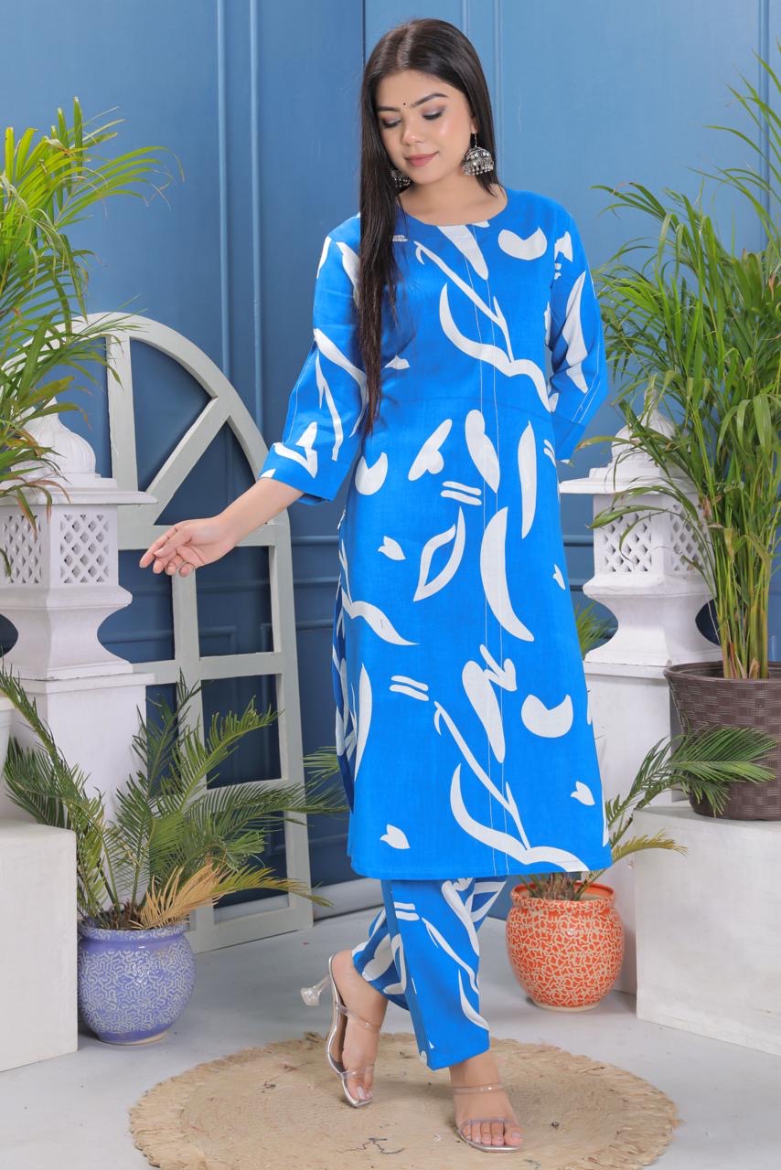 Pure Rayon Fabric Kurta And Pant Set.