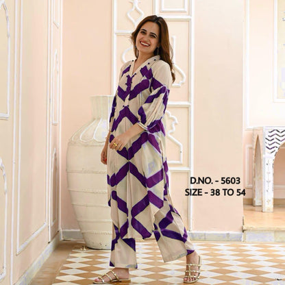 Heavy Rayon Digital print Fabric Kurta With Pant Co-ord set