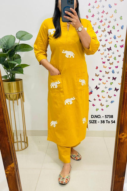 Pure Cotton Slub Khadi Kurti & Pant Set