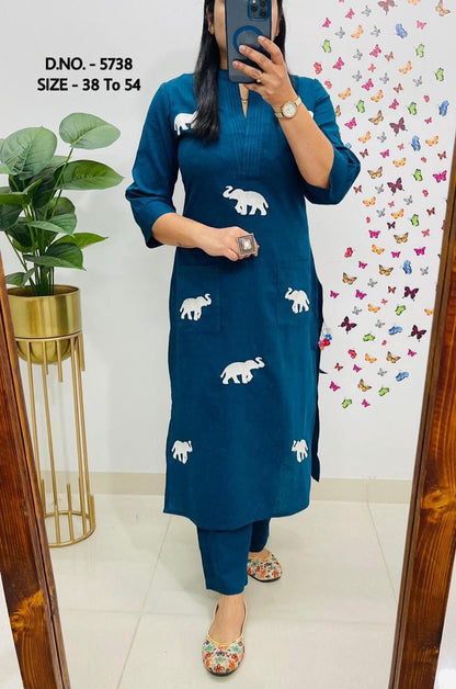 Pure Cotton Slub Khadi Kurti & Pant Set