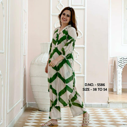 Heavy Rayon Digital print Fabric Kurta With Pant Co-ord set