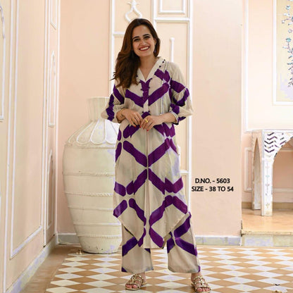 Heavy Rayon Digital print Fabric Kurta With Pant Co-ord set