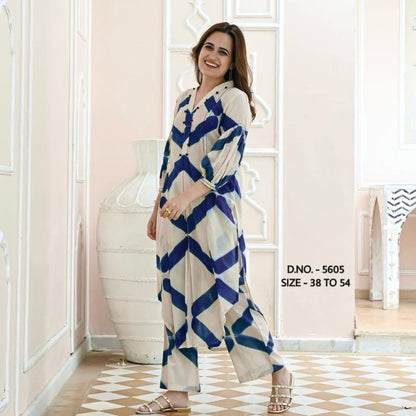 Heavy Rayon Digital print Fabric Kurta With Pant Co-ord set