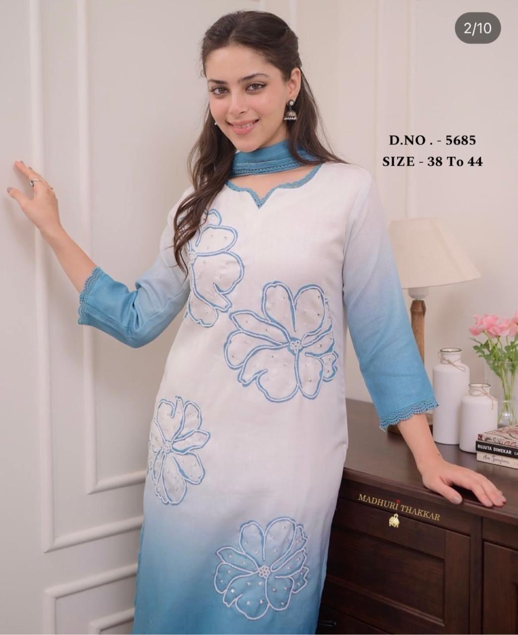 Elegant Muslin Silk Hand Tye & Dye Kurti Set with Chanderi Pant & Dupatta