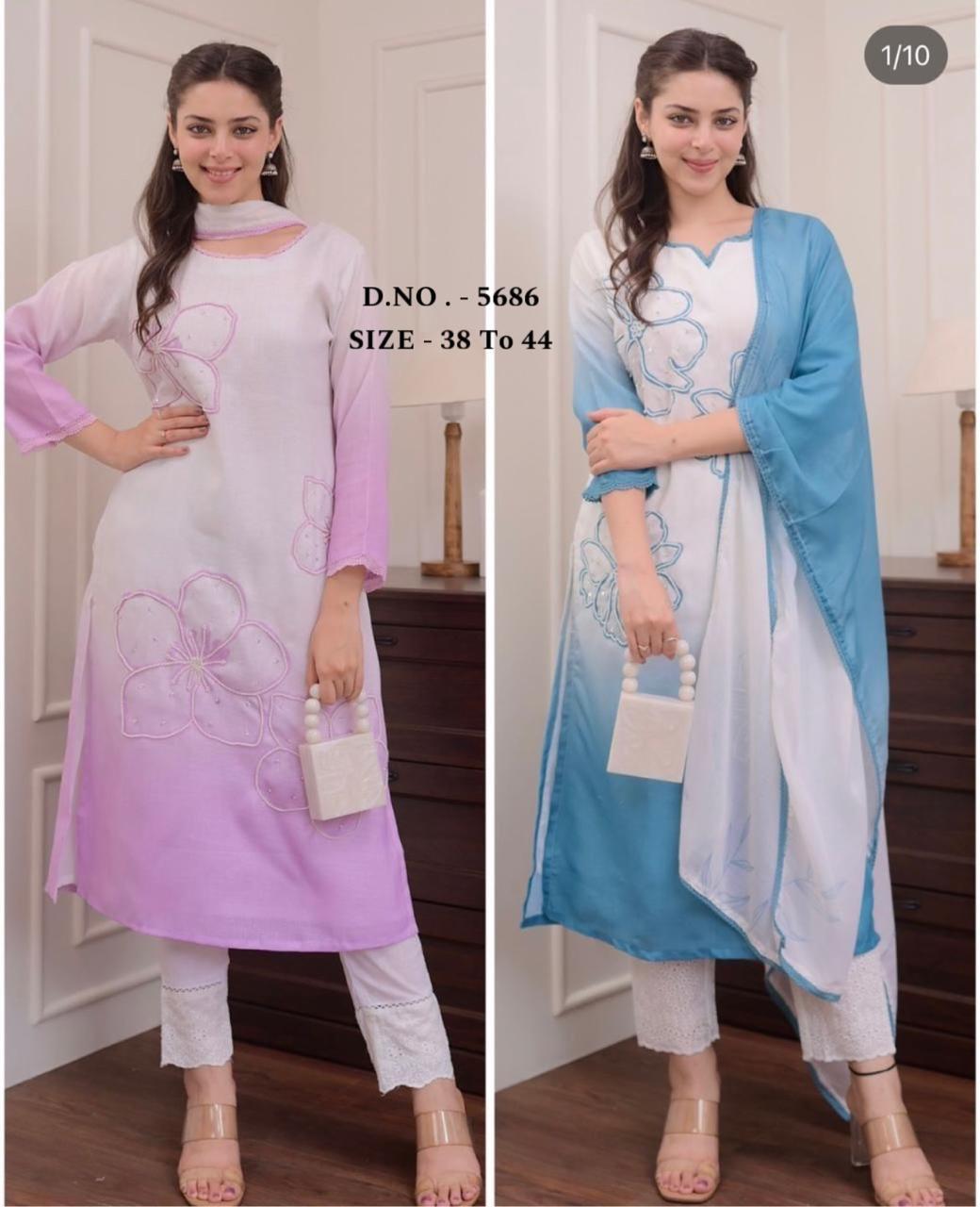 Elegant Muslin Silk Hand Tye & Dye Kurti Set with Chanderi Pant & Dupatta