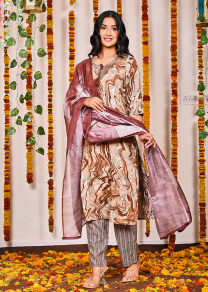 Elegant Surat Heavy Rayon Kurti Set with Digital Printed Dupatta