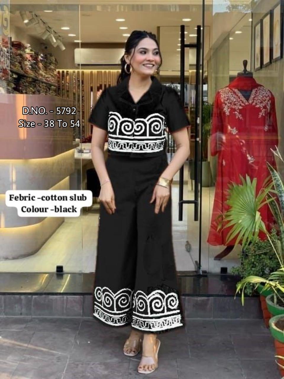 Heavy Cotton Slub/Flex (Khadi) Hand Aari Embroidered Short Shirt & Palazzo Co-ord Set
