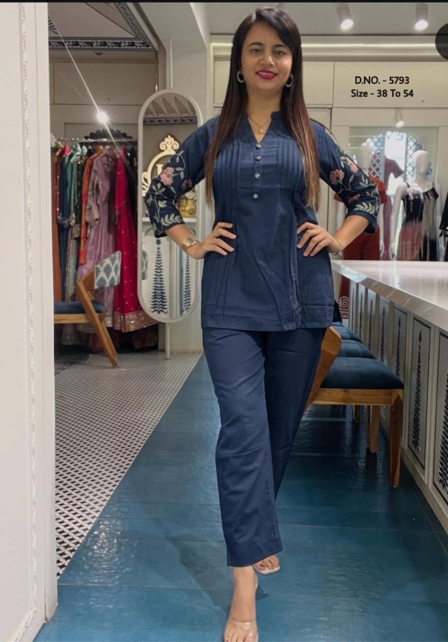 Heavy Cotton Slub/Flex (Khadi) Embroidered Short Shirt & Pant Co-ord Set