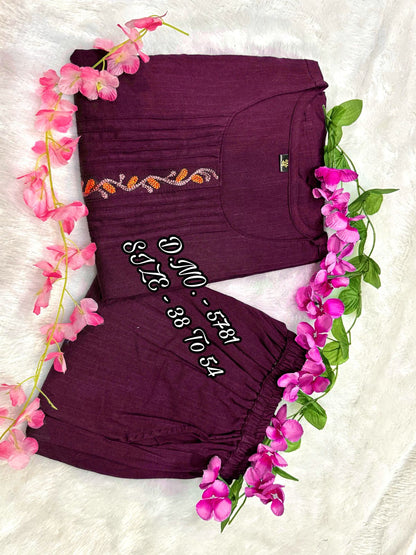 Premium Cotton Slub/Flex (Khadi) Embroidered Co-ord Set with Long Kurti & Pant