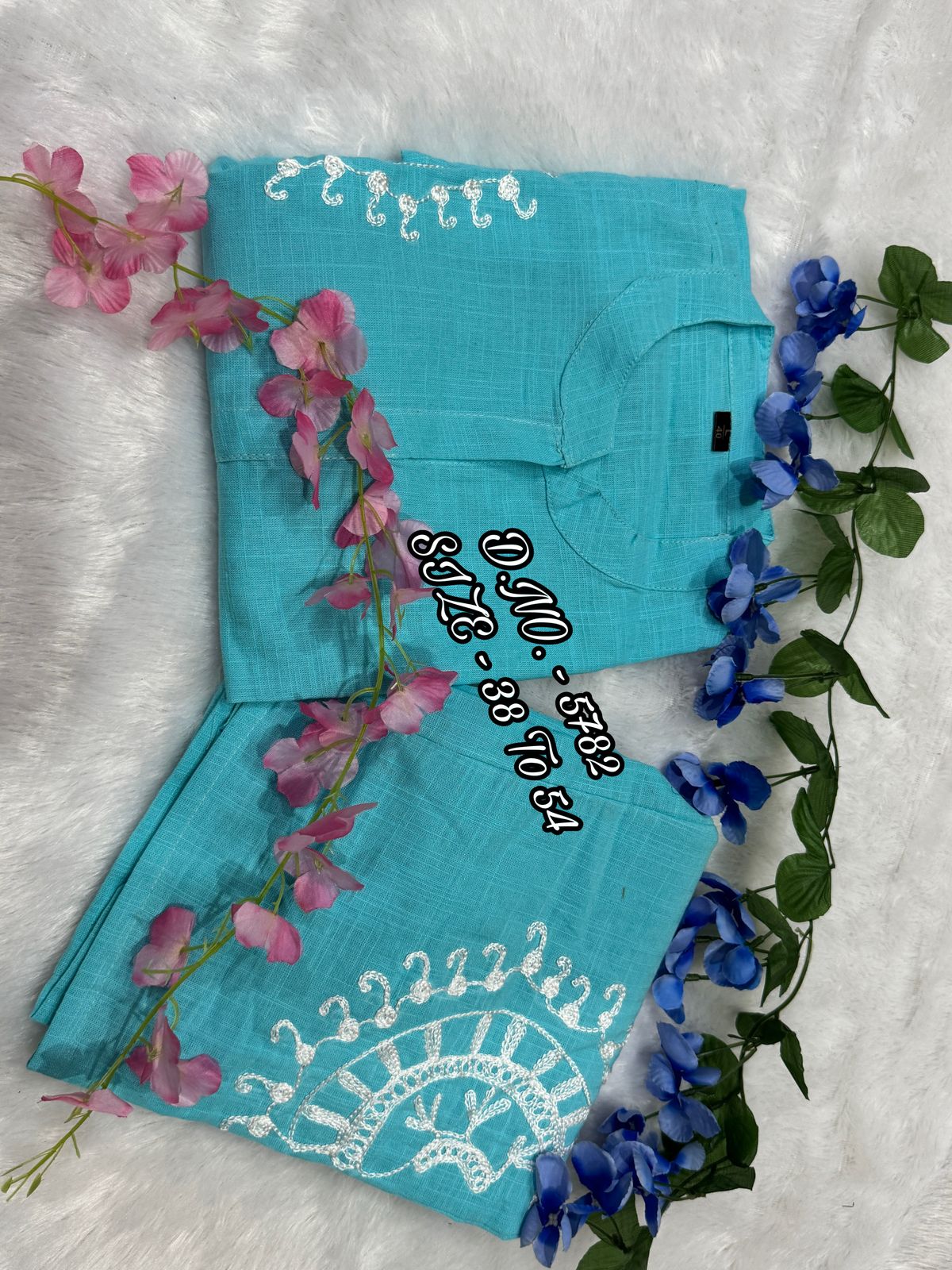 Premium Cotton Slub/Flex (Khadi) Short Shirt Co-ord Set with Hand Aari Embroidery