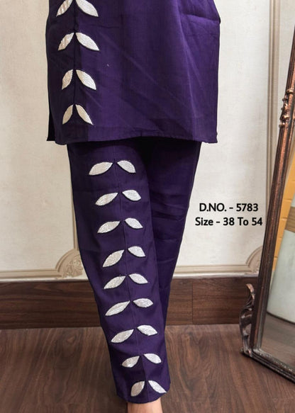 Heavy Rayon 14 Kg Embroidered Co-ord Set with Short Shirt & Pant