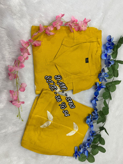 Heavy Rayon 14 Kg Embroidered Co-ord Set with Short Shirt & Pant