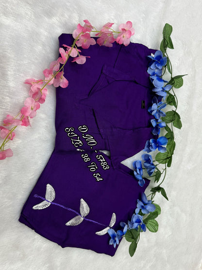 Heavy Rayon 14 Kg Embroidered Co-ord Set with Short Shirt & Pant