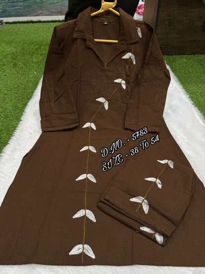 Heavy Rayon 14 Kg Embroidered Co-ord Set with Short Shirt & Pant