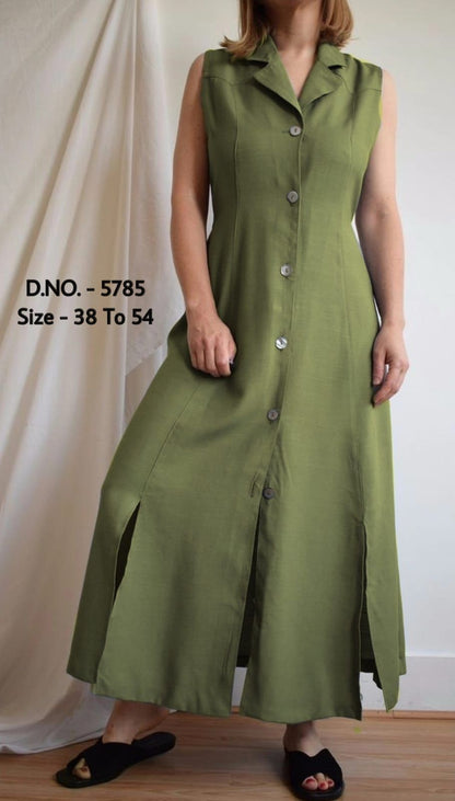 Cotton Slub/Flex (Khadi) Long Kurti with Front Slit & Openable Buttons