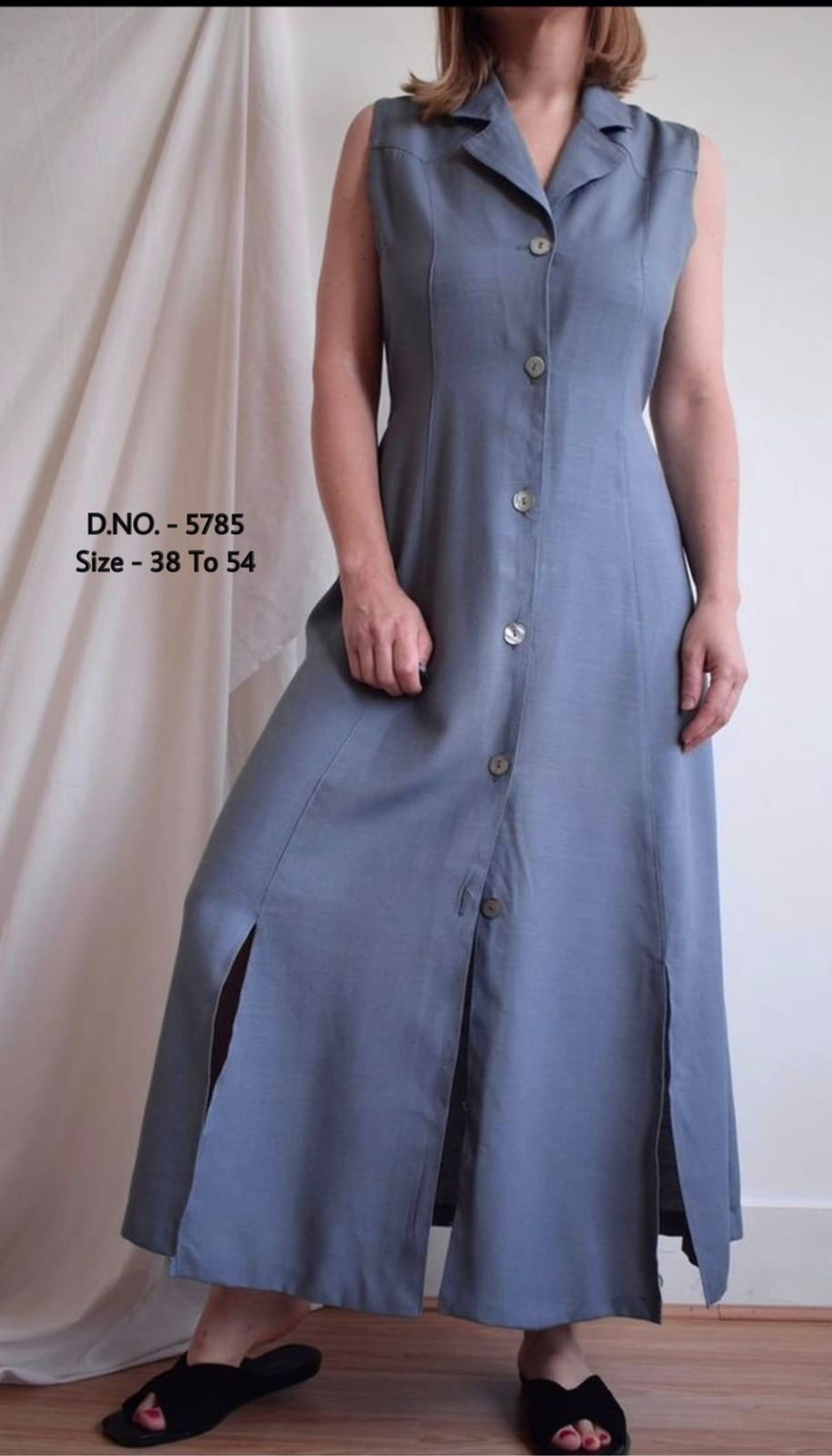 Cotton Slub/Flex (Khadi) Long Kurti with Front Slit & Openable Buttons