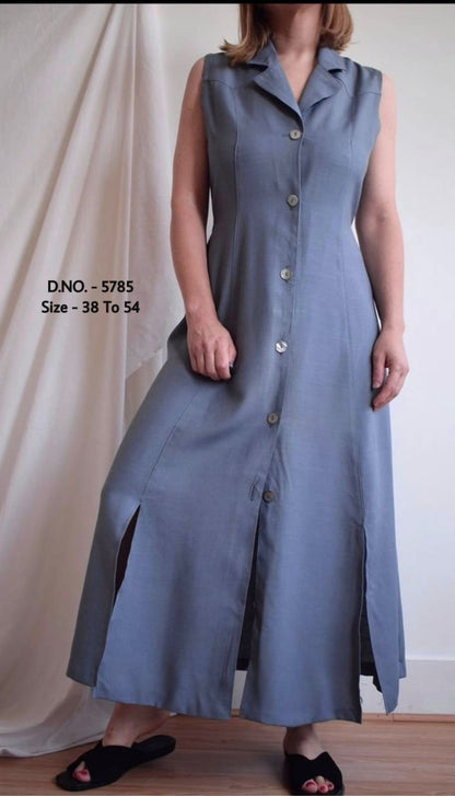 Cotton Slub/Flex (Khadi) Long Kurti with Front Slit & Openable Buttons