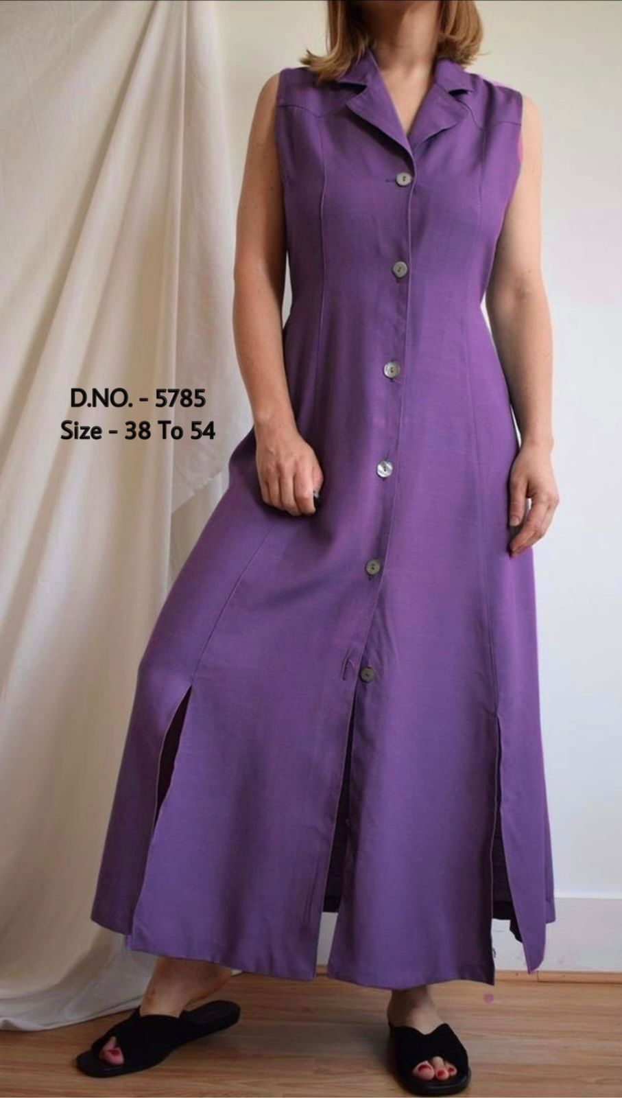 Cotton Slub/Flex (Khadi) Long Kurti with Front Slit & Openable Buttons