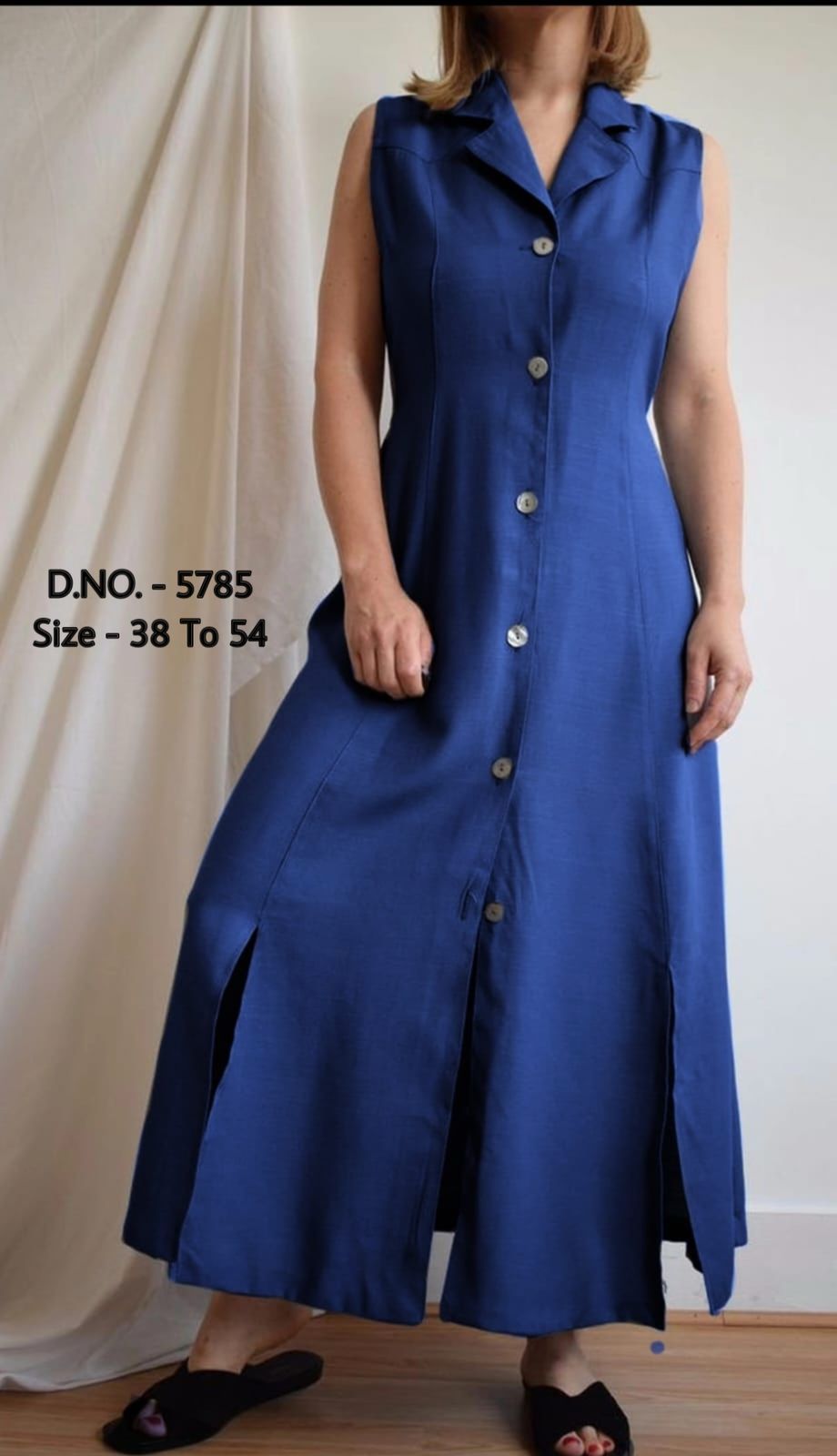 Cotton Slub/Flex (Khadi) Long Kurti with Front Slit & Openable Buttons