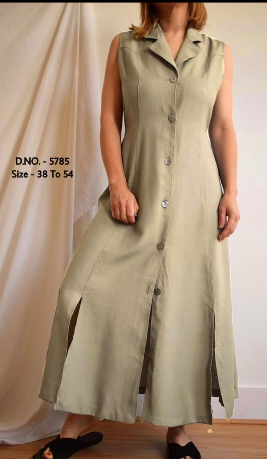 Cotton Slub/Flex (Khadi) Long Kurti with Front Slit & Openable Buttons