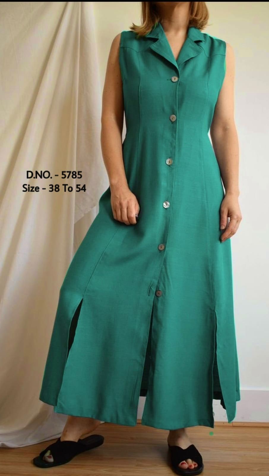 Cotton Slub/Flex (Khadi) Long Kurti with Front Slit & Openable Buttons