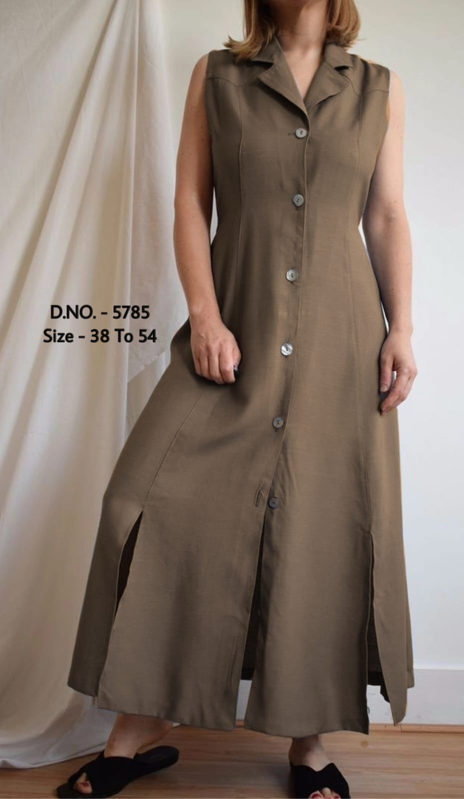 Cotton Slub/Flex (Khadi) Long Kurti with Front Slit & Openable Buttons