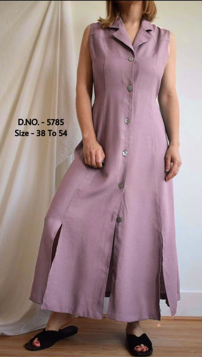 Cotton Slub/Flex (Khadi) Long Kurti with Front Slit & Openable Buttons