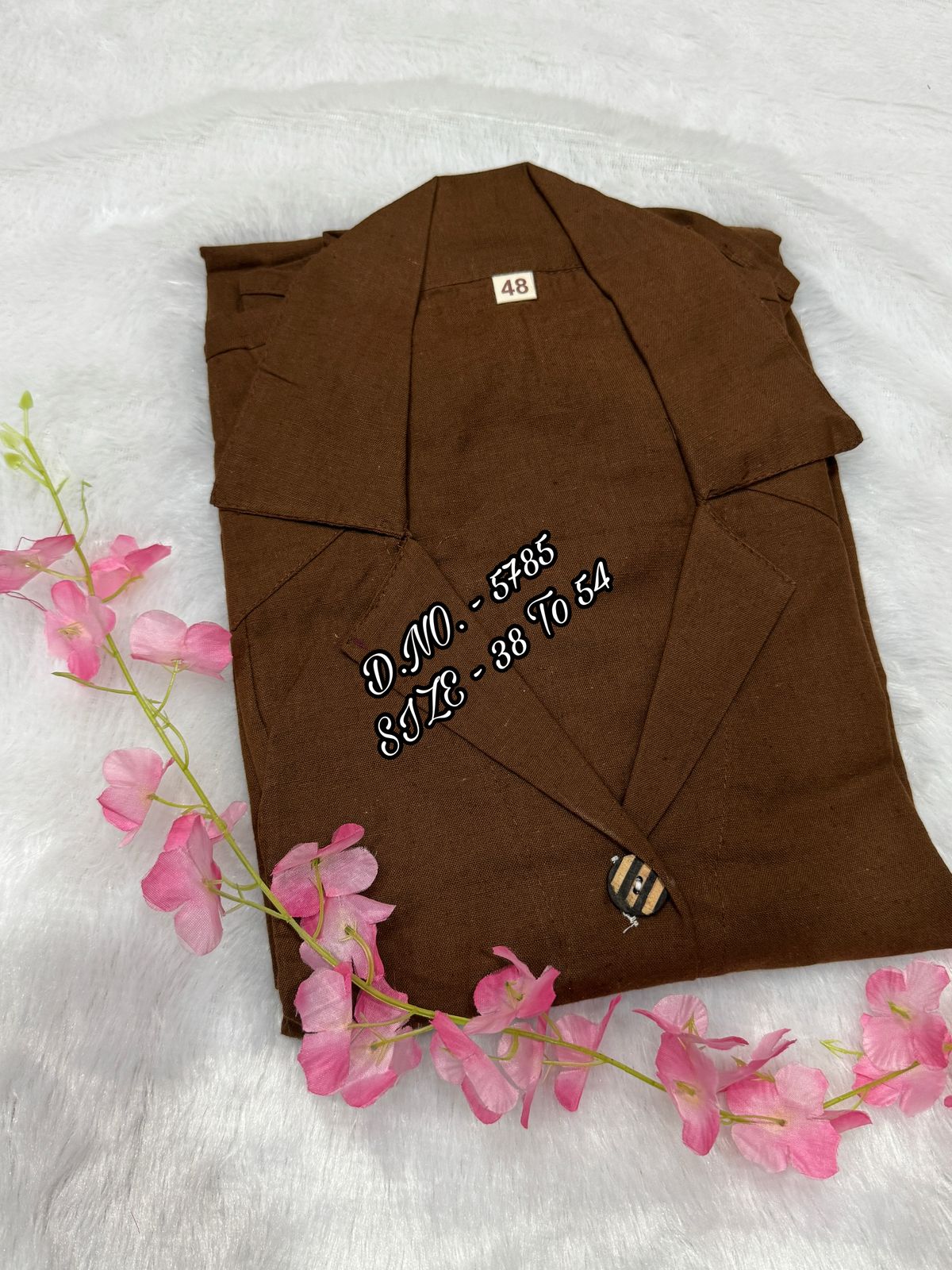 Cotton Slub/Flex (Khadi) Long Kurti with Front Slit & Openable Buttons